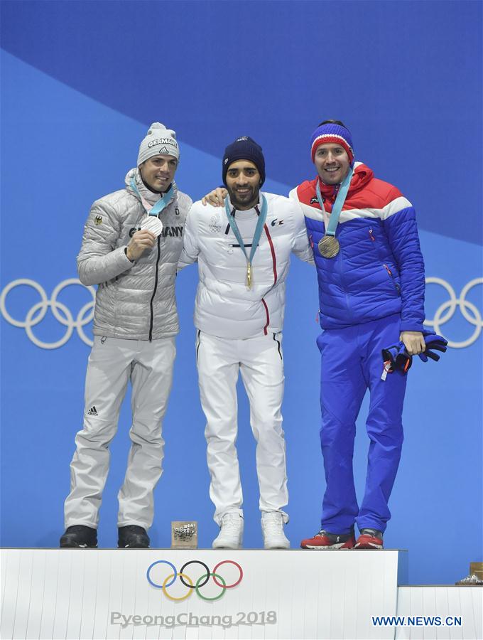 (SP)OLY-SOUTH KOREA-PYEONGCHANG-BIATHLON-MEN'S 15KM MASS START-MEDAL CEREMONY