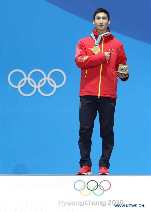 (SP)OLY-SOUTH KOREA-PYEONGCHANG-SHORT TRACK-MEN'S 500M-MEDAL CEREMONY