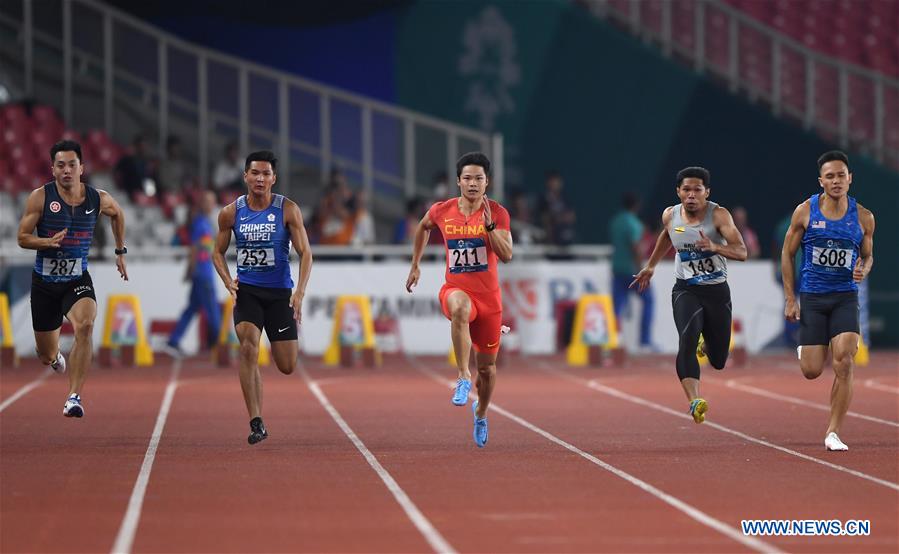 (SP)INDONESIA-JAKARTA-ASIAN GAMES-ATHLETICS-MEN'S 100M QUALIFICATION