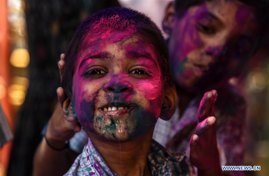 INDIA-MUMBAI-HOLI FESTIVAL-DISABLED CHILDREN